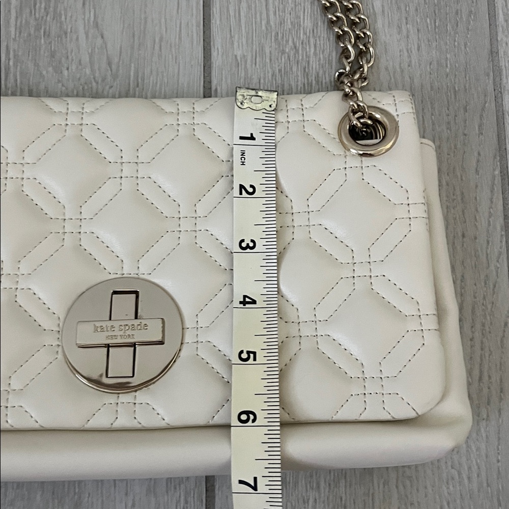 Kate Spade Quilted Leather Handbag  Light Gold Hardware Off White - Picture 10 of 12